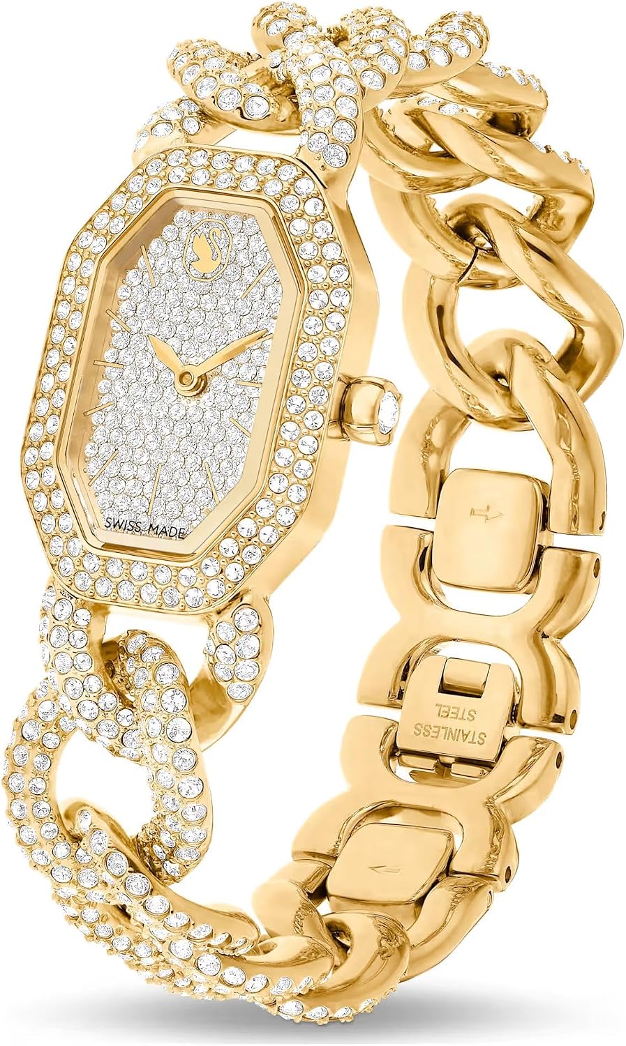 Swarovski Dextera 5668854 Montre à chaîne fabriquée en Suisse avec bracelet en cristal Doré, Doré