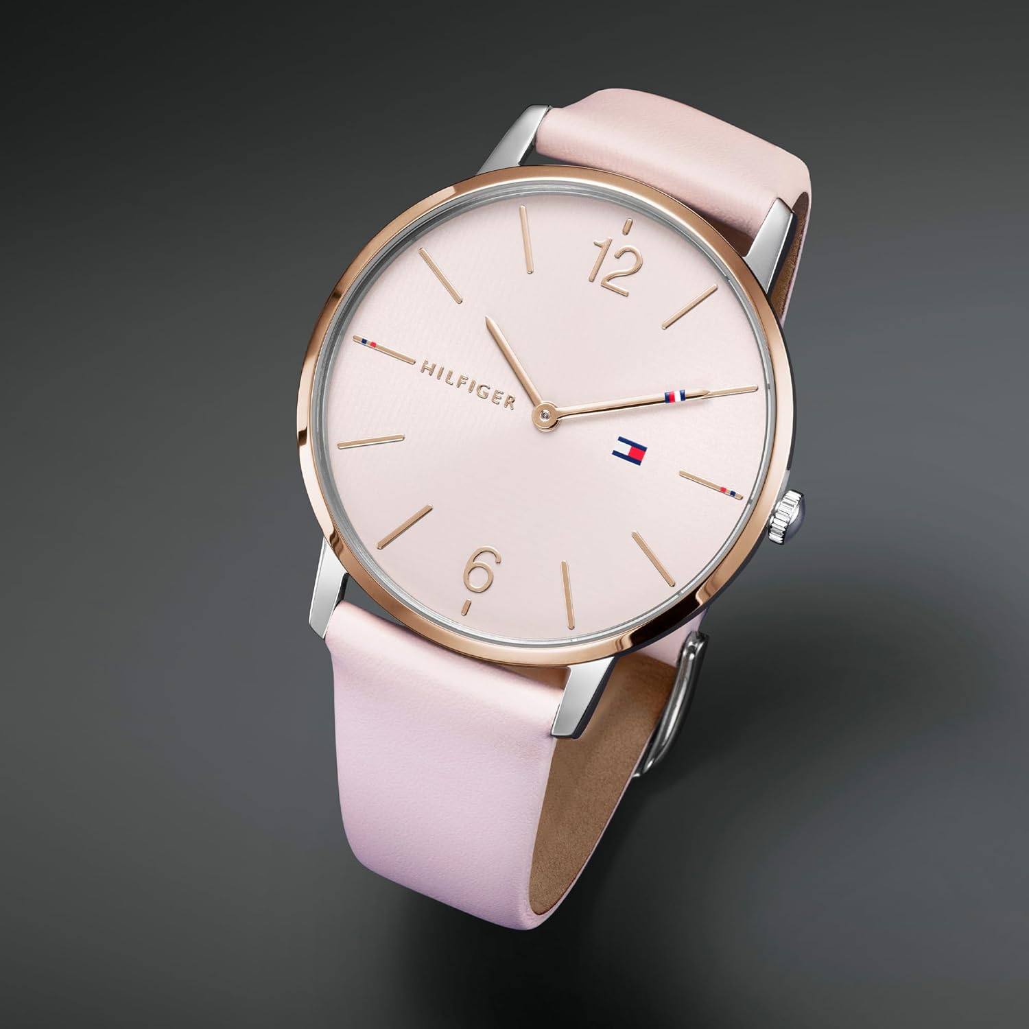 Tommy Hilfiger Montre Analogique à Quartz pour Femme avec Bracelet Milanais en Acier Inoxydable Argenté ou Bracelet en Cuir Rose Leather