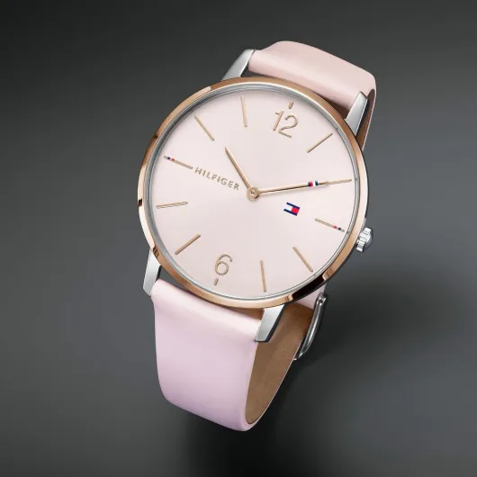 Tommy Hilfiger Montre Analogique à Quartz pour Femme avec Bracelet Milanais en Acier Inoxydable Argenté ou Bracelet en Cuir Rose Leather