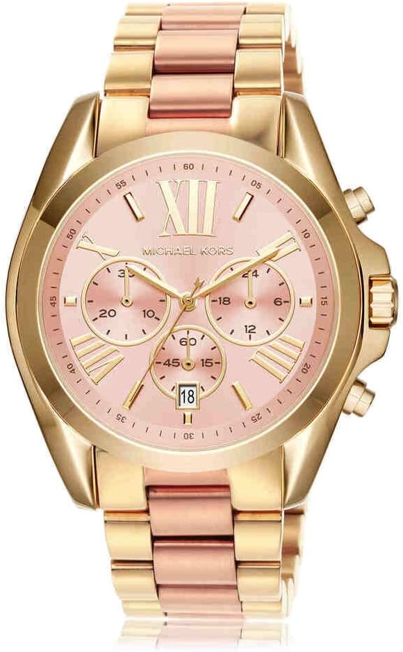 Montre pour Femme Bradshaw, boîtier de 43 mm, Mouvement Chronographe à Quartz, Bracelet en Acier Inoxydable 43MM Ton Or et Ton Or Rose
