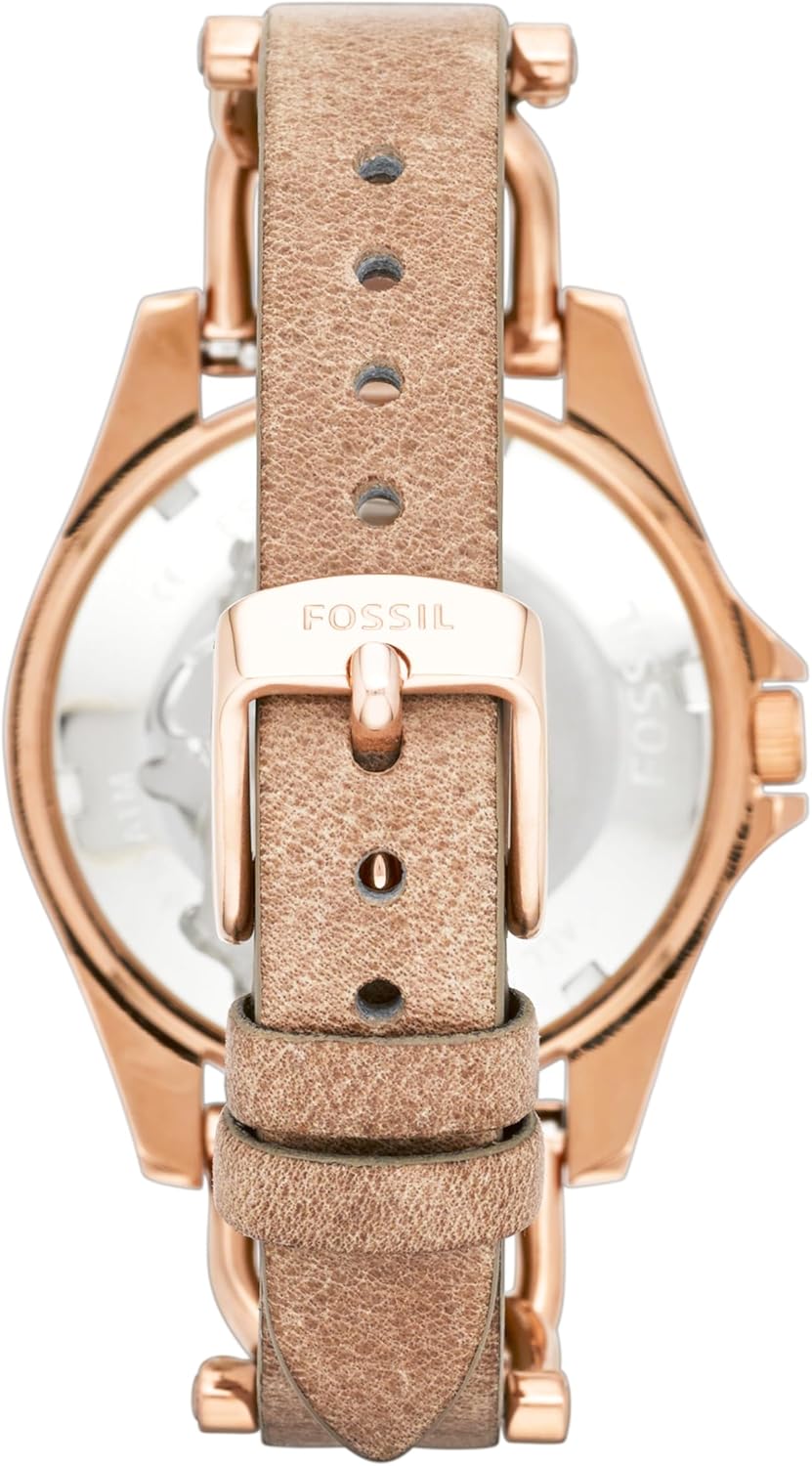 FOSSIL Montre pour Femmes Riley, Mouvement Quartz Multifonctions, boîtier en Acier Inoxydable Or Rose 38 mm avec Bracelet en Acier Inoxydable, ES2811 Beige And Rose Gold Tone 38 mm