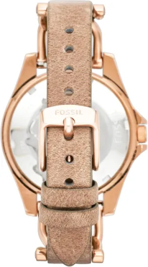 FOSSIL Montre pour Femmes Riley, Mouvement Quartz Multifonctions, boîtier en Acier Inoxydable Or Rose 38 mm avec Bracelet en Acier Inoxydable, ES2811 Beige And Rose Gold Tone 38 mm