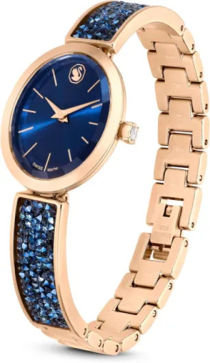 Swarovski Crystal Rock Collection Watch, Swiss Made Roségold-finish Blau