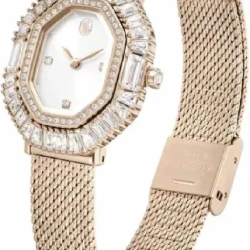 Test Swarovski Matrix Octagon champagne gold : une montre très voyante qui vise clairement le look avant tout