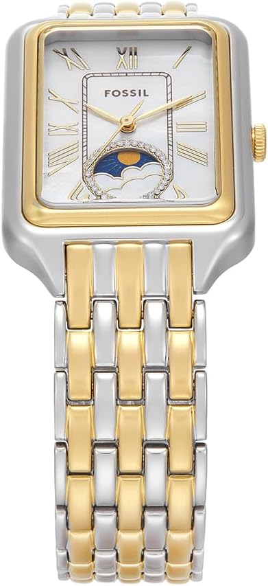 Fossil Montre Raquel pour Femmes, Mouvement à Quartz Trois Aiguilles avec Bracelet en Acier Inoxydable 29 mm Argent Pâle et Or