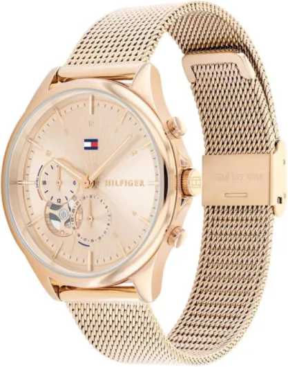 Tommy Hilfiger Montre Analogique Multifunction à Quartz pour Femme avec Bracelet en Acier Inoxydable Rose Gold