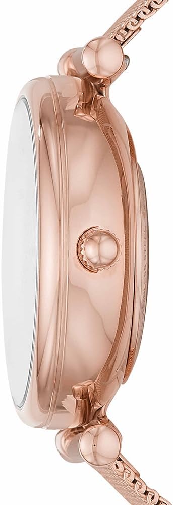 FOSSIL Montre Carlie pour Femme, Mouvement Automatique avec Bracelet en Maille d'acier Inoxydable 28 mm Doré Rose