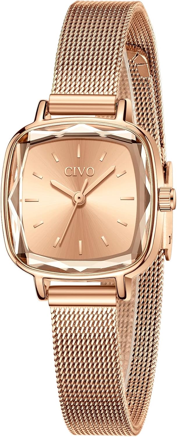 Montre Femme Rectangle Etanche Analogique Quartz Bracelet Mode Entreprise Élégant Classique A-5 Or Rose