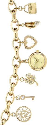 Montre-bracelet à breloques en or, ornée de cristaux premium pour femmes, 10/7604CHRM