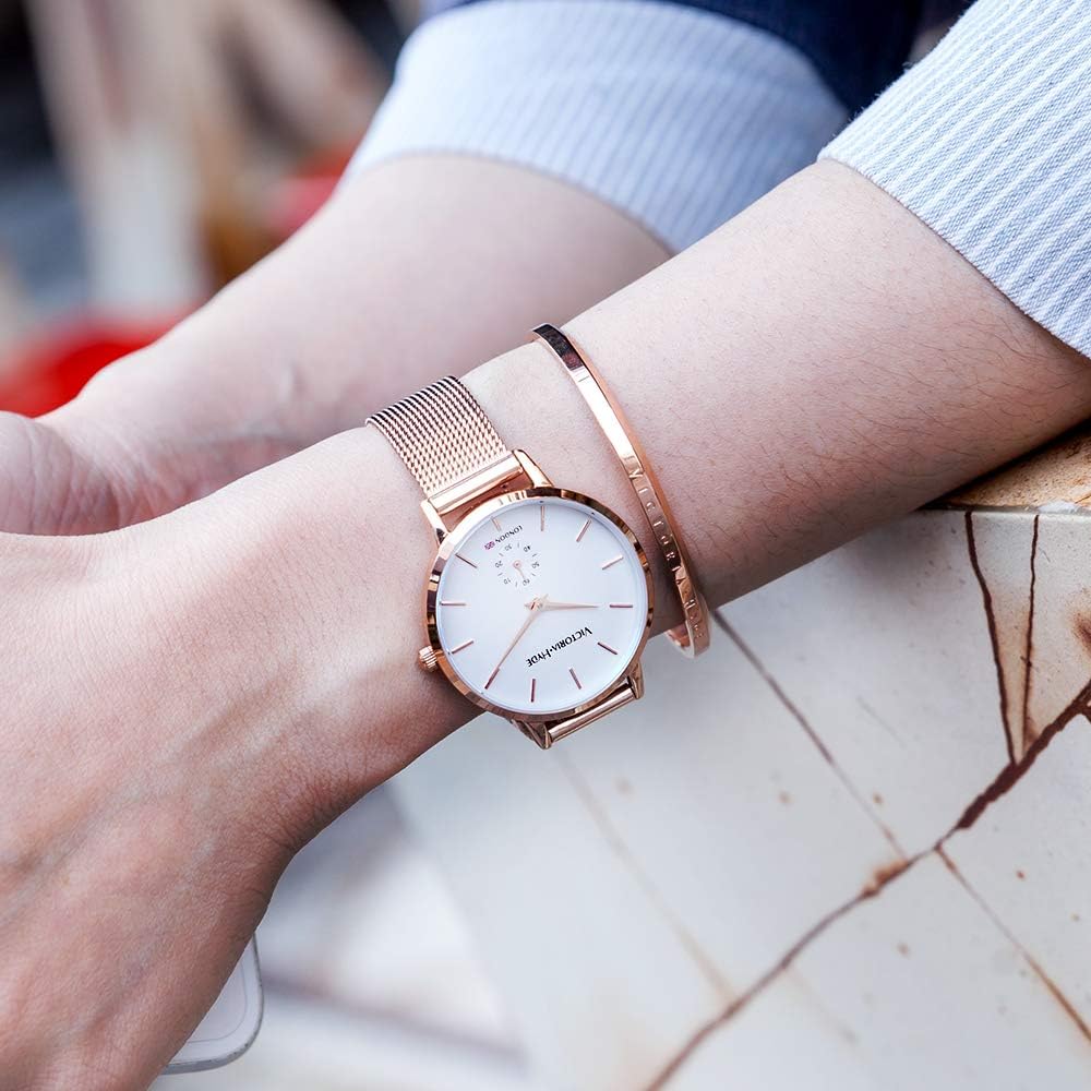 Mode Minimaliste Femme Montres Quartz Japonais Cuir Véritable Montre-Bracelet Rosegold